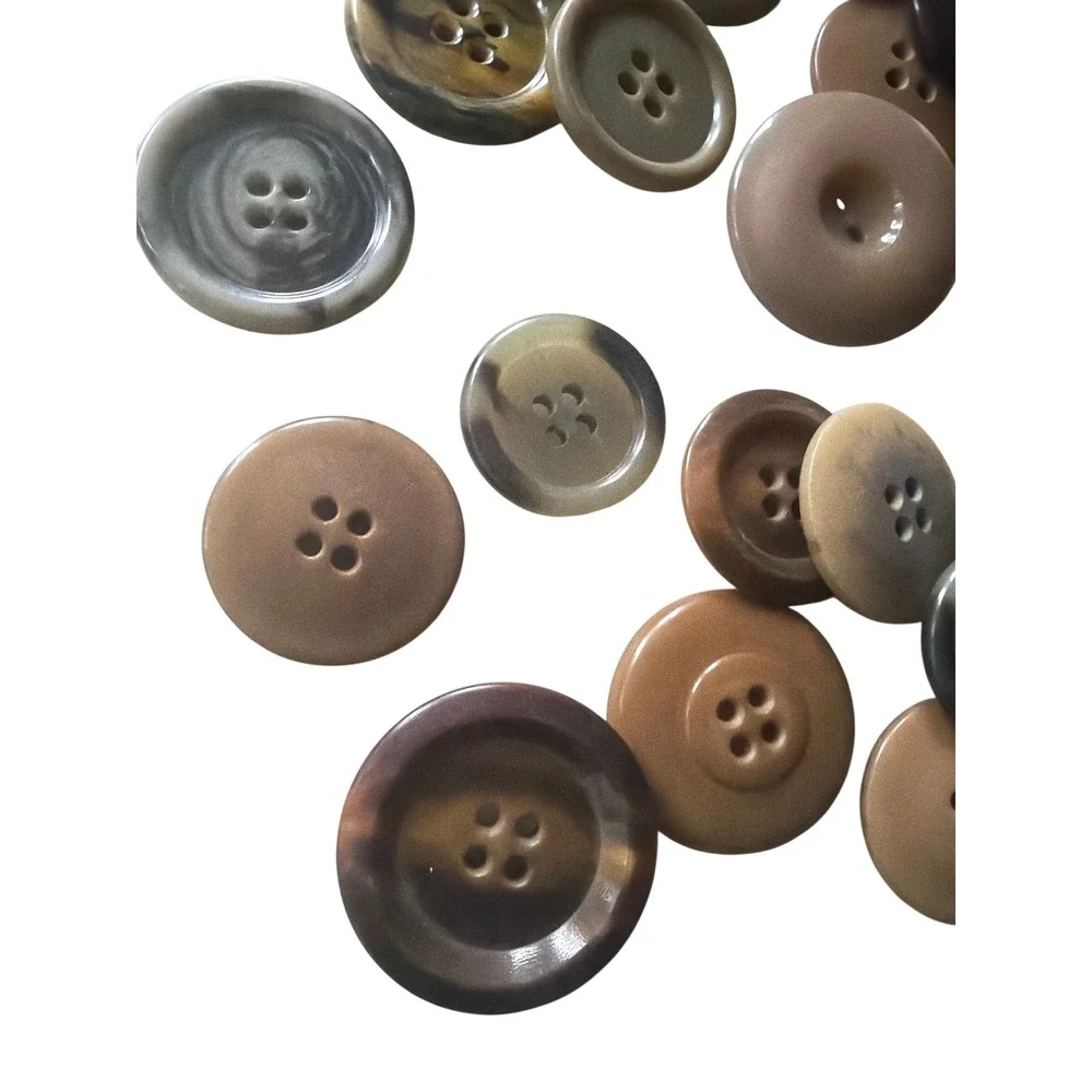 Outerwear Buttons 50+ Brown Tan Mixed Lot Vintage Faux Horn Earth Tones Bulk